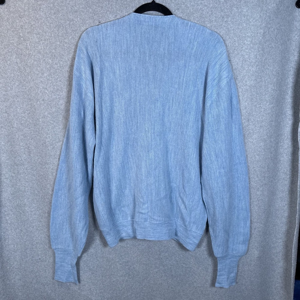 Vintage Jantzen Cardigan Size Large Mens Blue Knit Sweater Pure Wool Made In USA - Picture 8 of 11